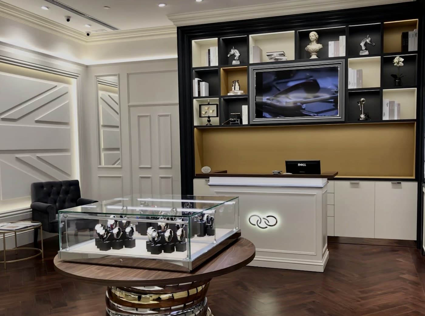 Reception and consultation area within the Links of London flagship.