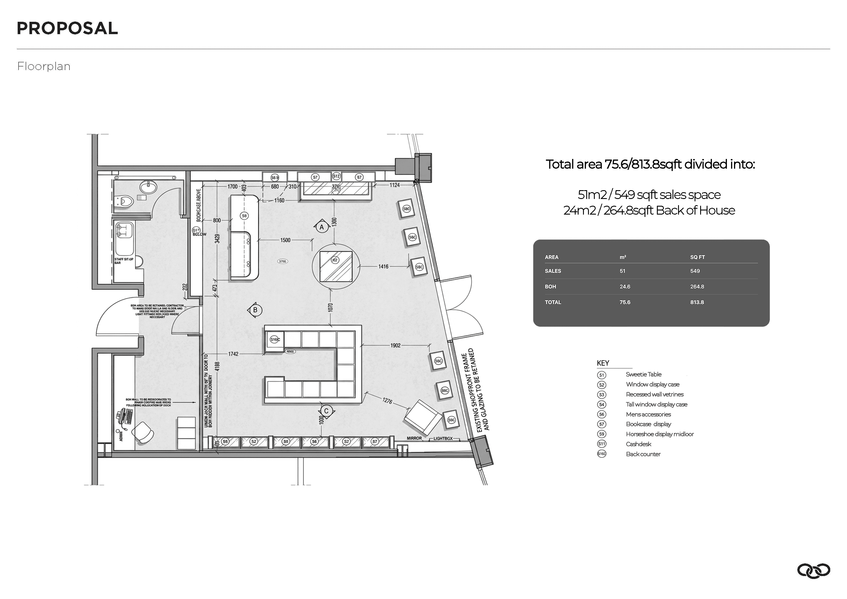 Retail layout drawing for the Links of London flagship store.